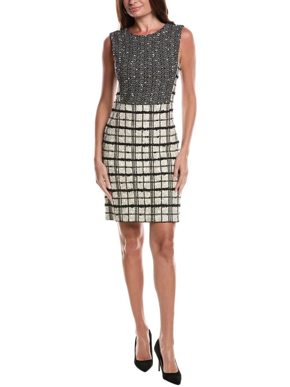 St. John Bonded Slub Plaid Tweed
Knit Dress 
size 10